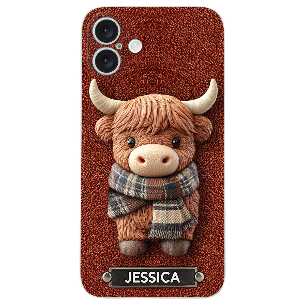 Adorable vache des Highlands - Étui de téléphone en cuir personnalisé avec une vache des Highlands