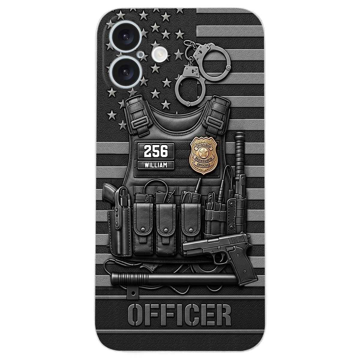 Servir et protéger - Étui de téléphone en cuir personnalisé pour policier