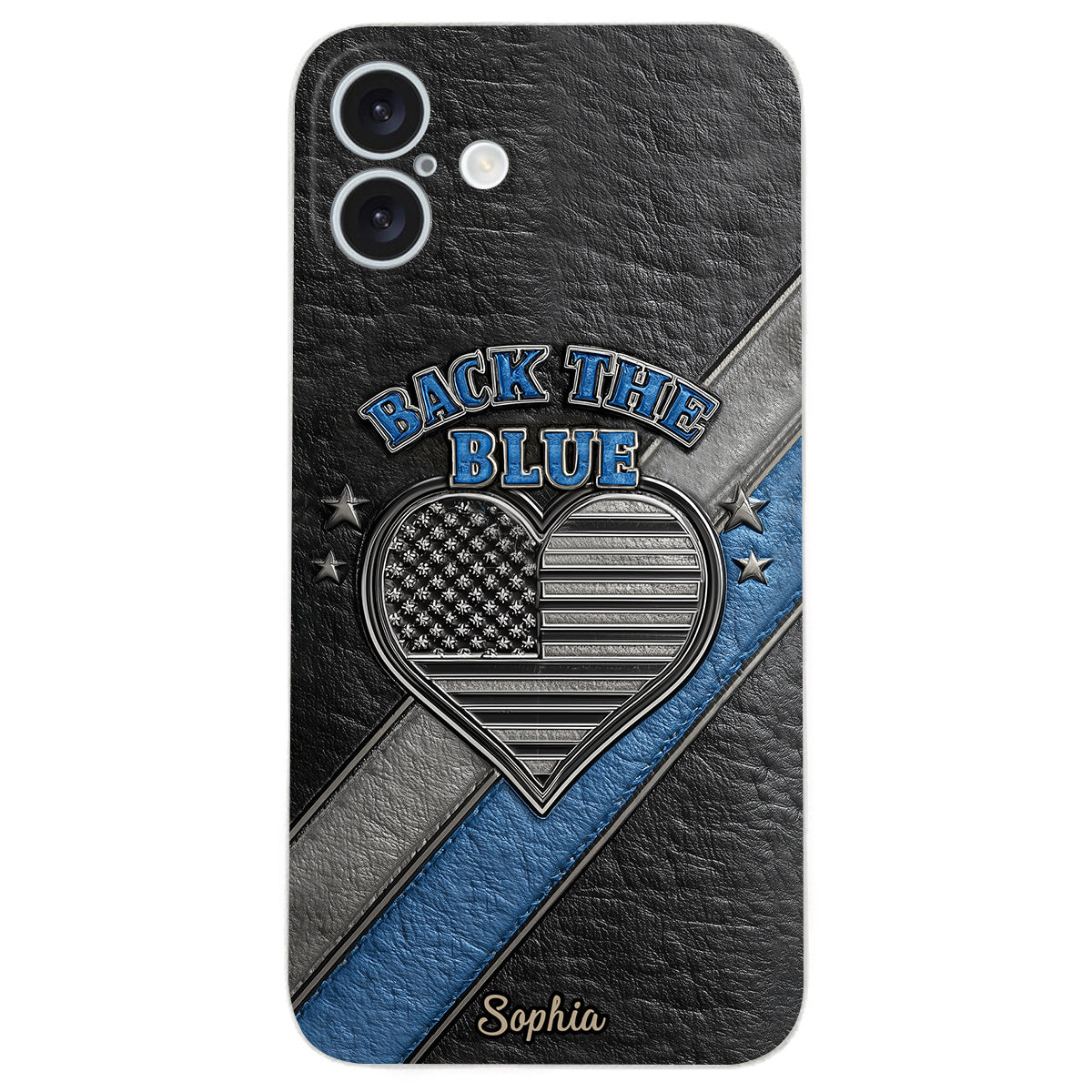 Back the Blue - Personalized Police Officer Leather Phone Case