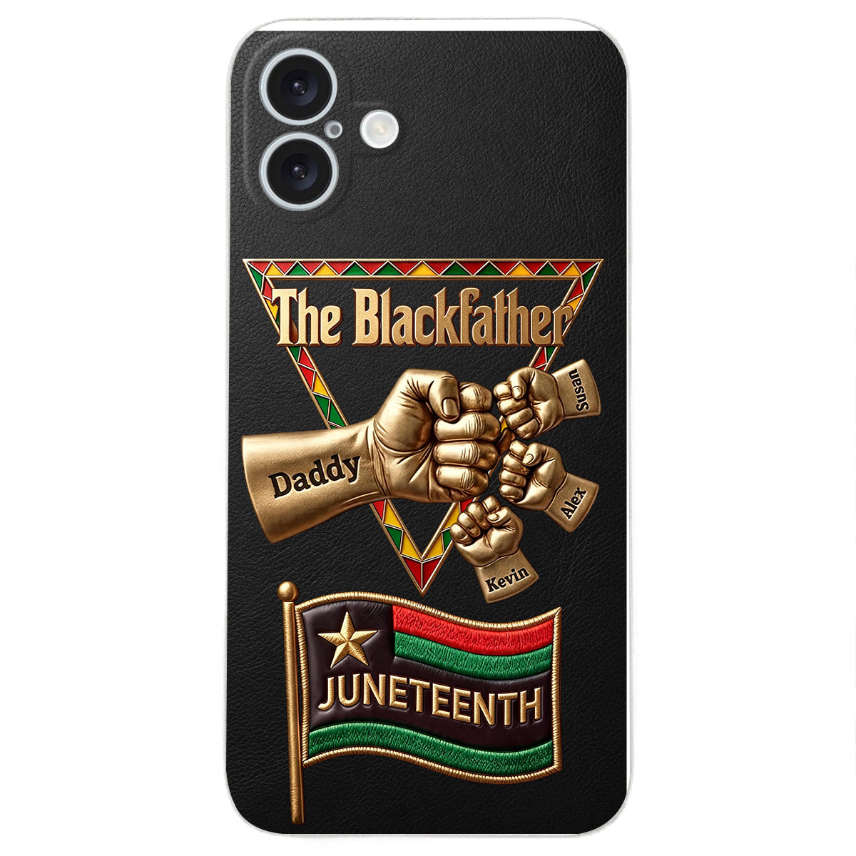 Le Blackfather - Coque de téléphone en cuir embossé 3D personnalisée