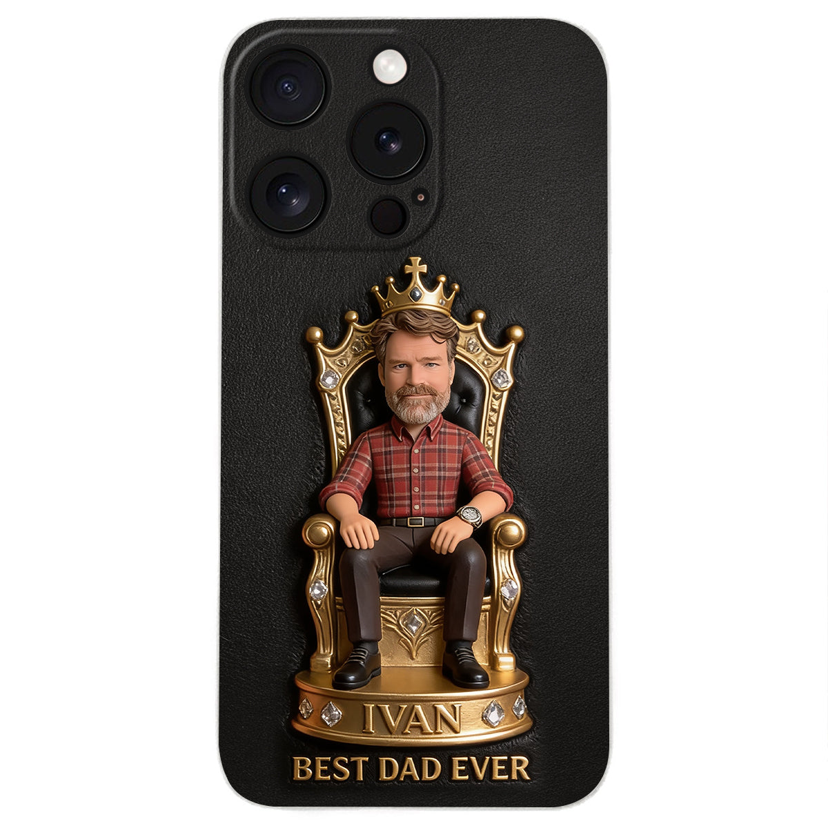 Le Roi Papa - Coque de téléphone en cuir personnalisée 3D