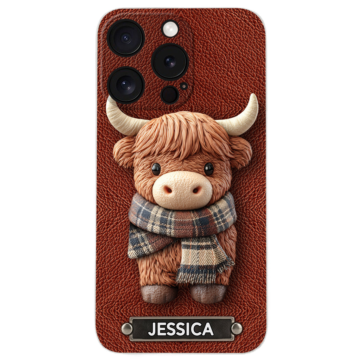 Adorable vache des Highlands - Étui de téléphone en cuir personnalisé avec une vache des Highlands
