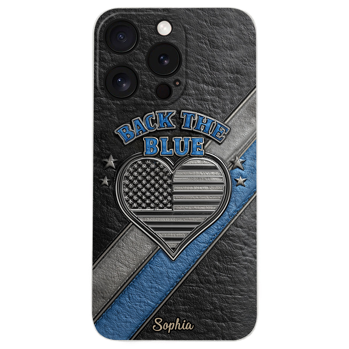 Back the Blue - Personalized Police Officer Leather Phone Case