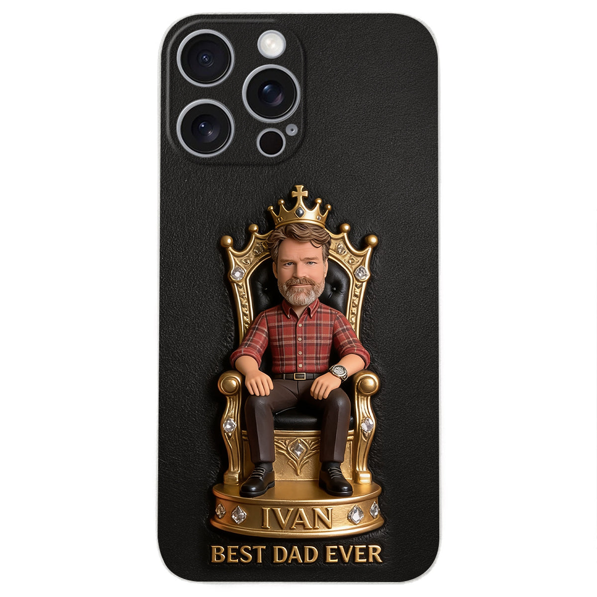 Le Roi Papa - Coque de téléphone en cuir personnalisée 3D