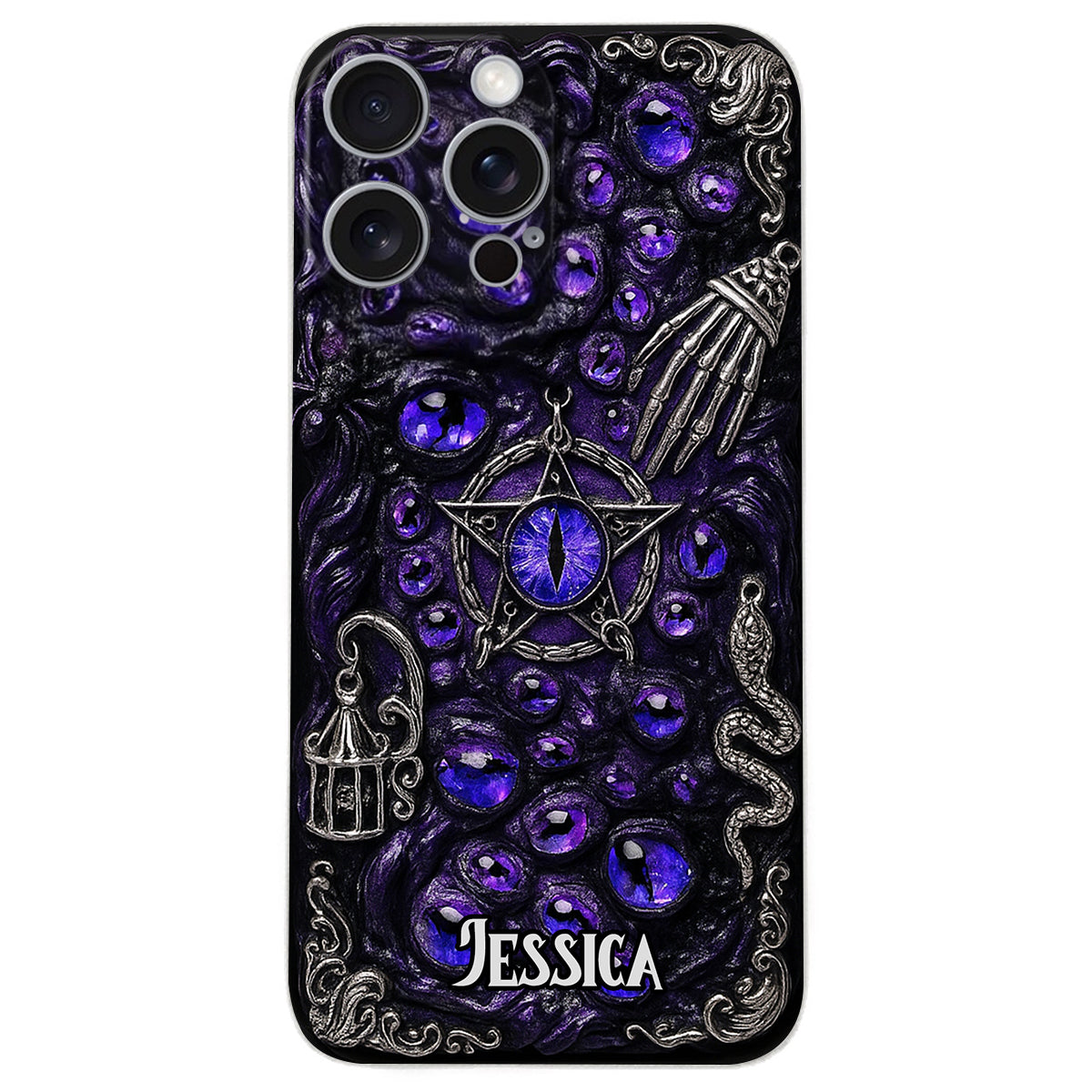 Étui de téléphone en cuir personnalisé, style sorcière, pentacle gothique - Coque de téléphone personnalisée inspirée des sorcières