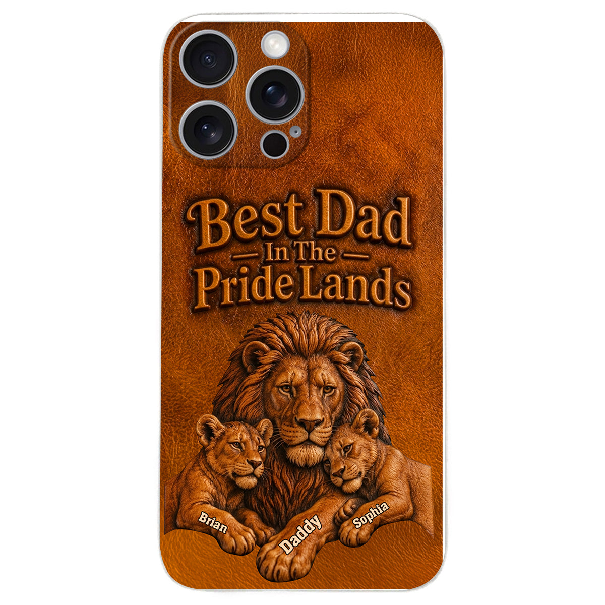 Papa Lion - Coque de téléphone en cuir personnalisée 3D