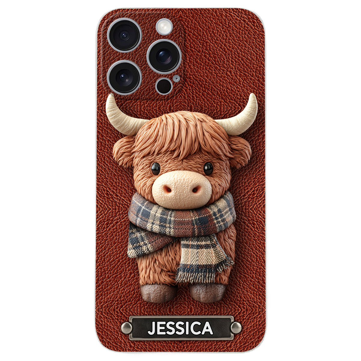 Adorable vache des Highlands - Étui de téléphone en cuir personnalisé avec une vache des Highlands