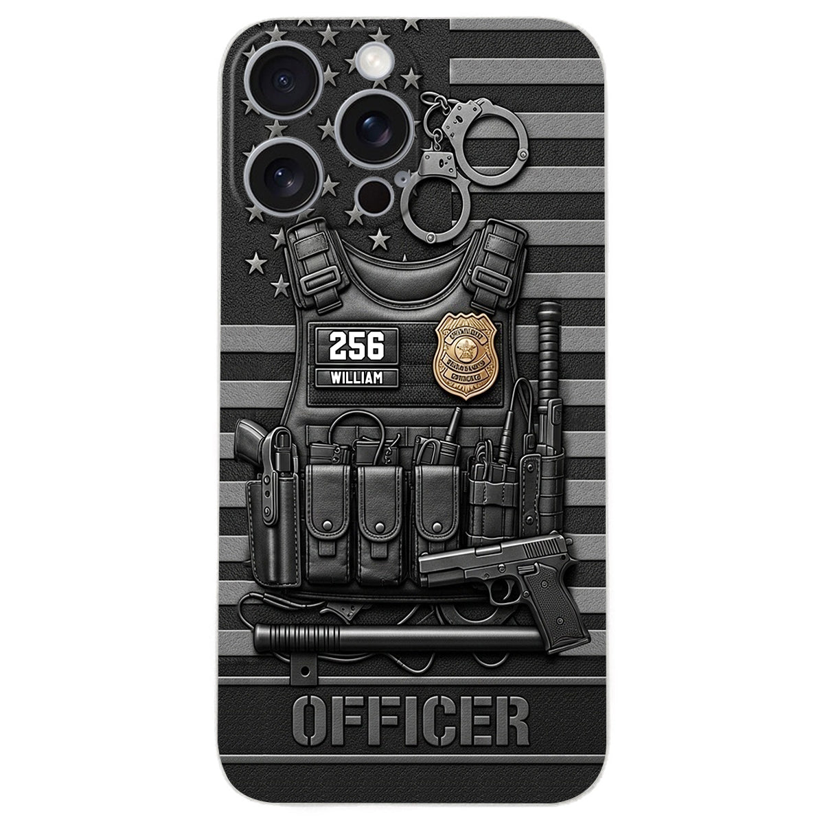 Servir et protéger - Étui de téléphone en cuir personnalisé pour policier