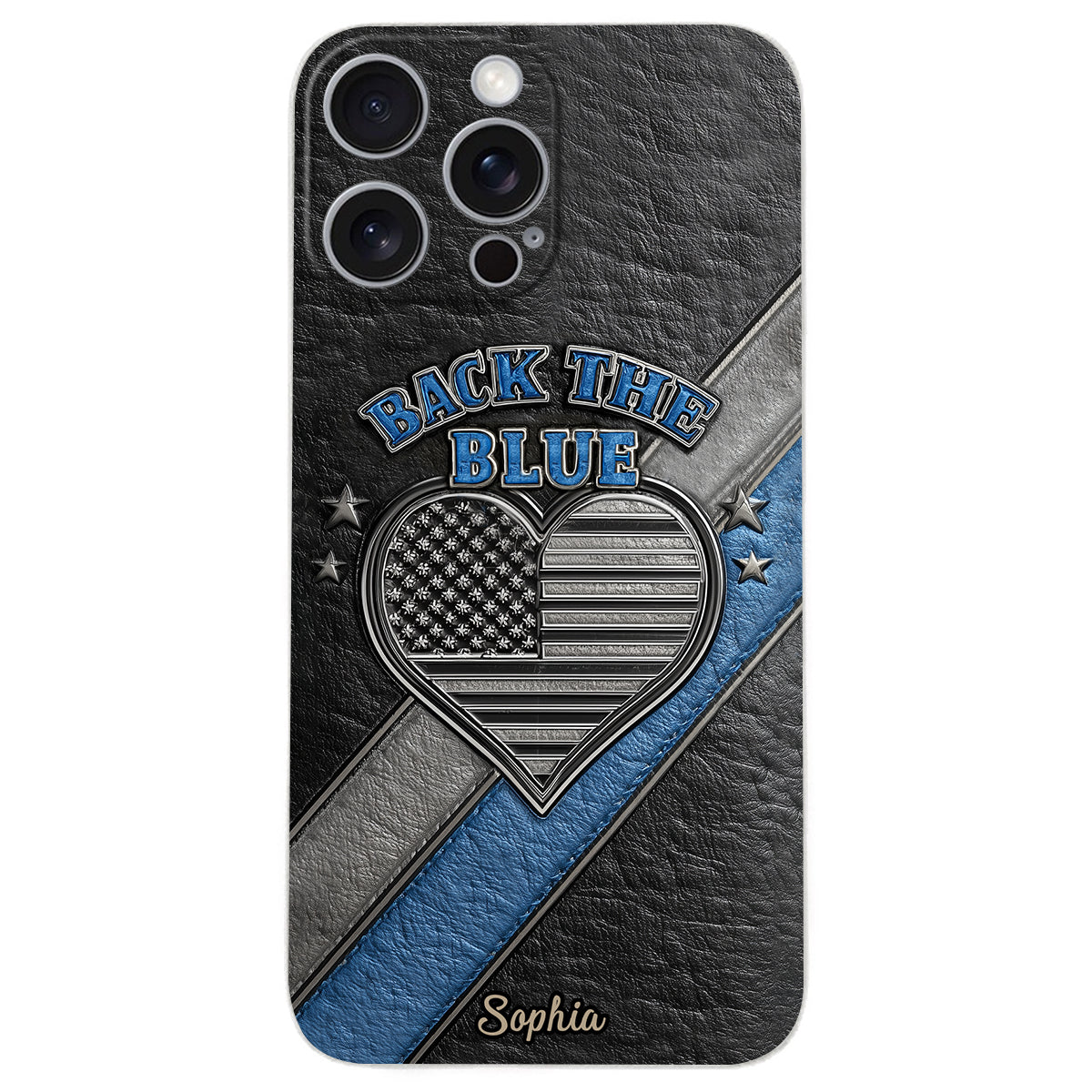 Back the Blue - Personalized Police Officer Leather Phone Case