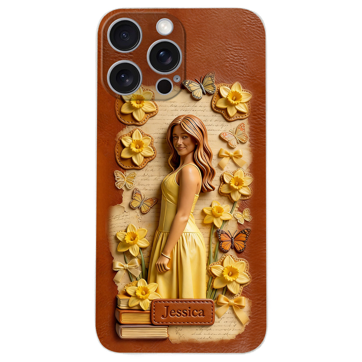 Custom Any Photo Unique Birth Flower - Personalized Self Love Leather Phone Case