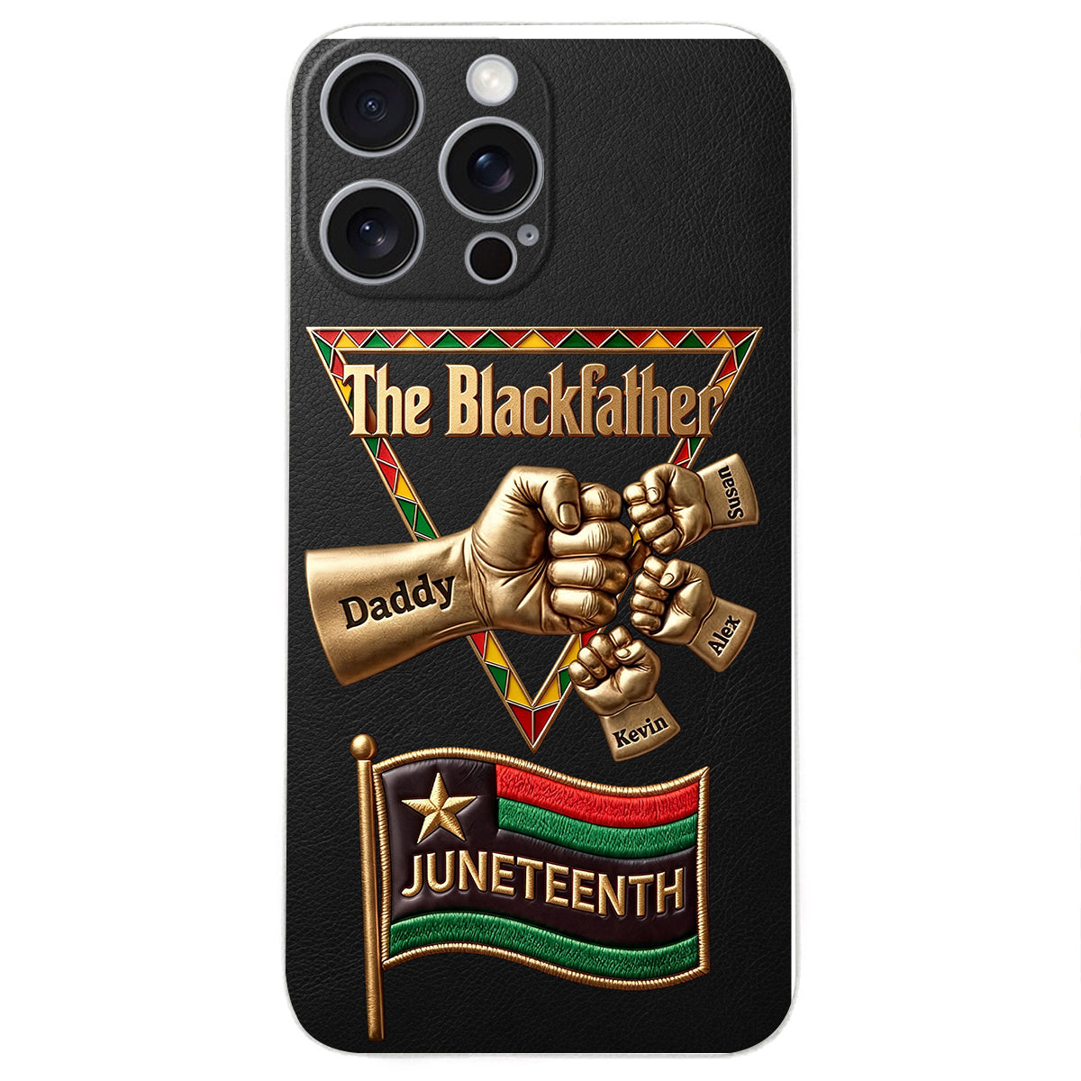 Le Blackfather - Coque de téléphone en cuir embossé 3D personnalisée