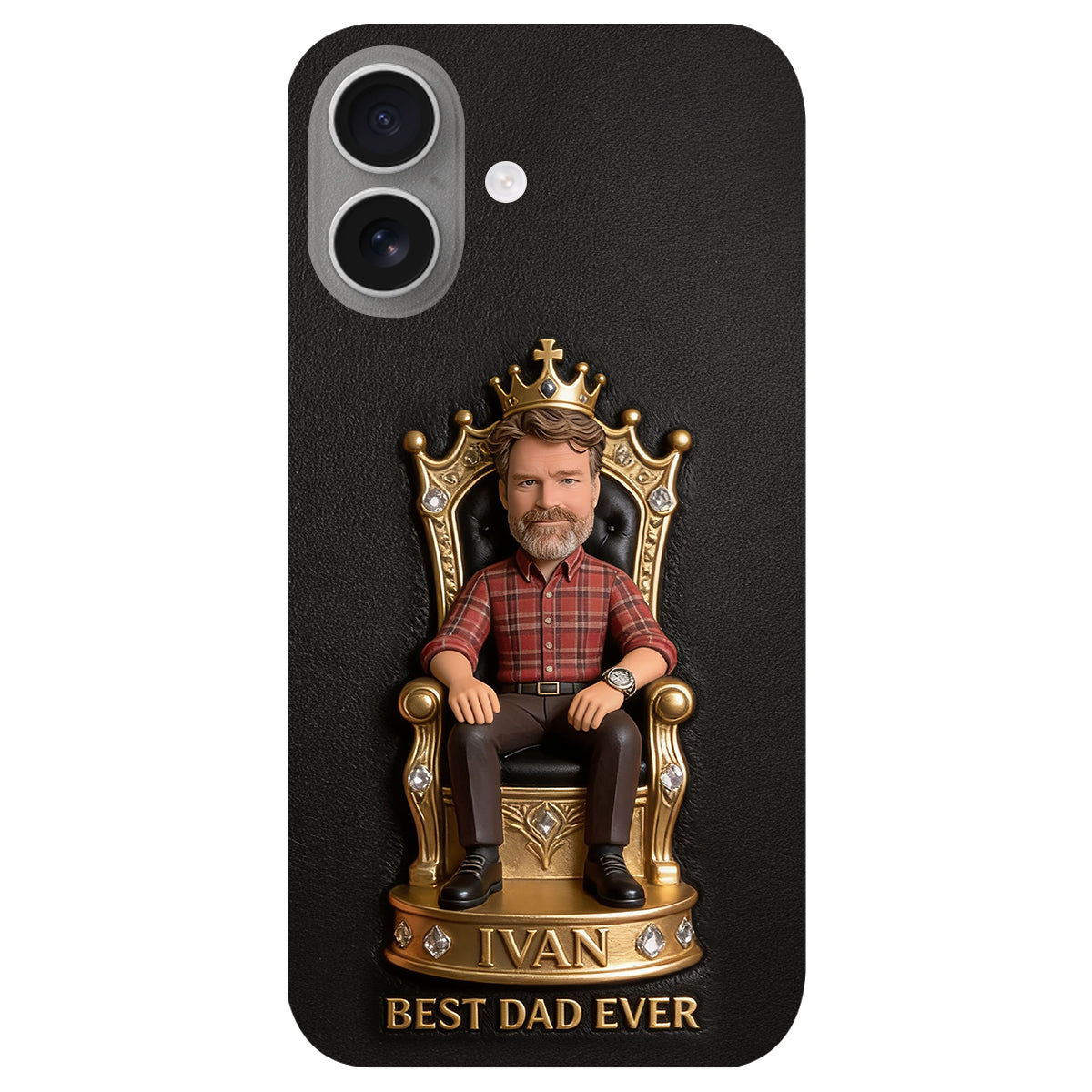 Le Roi Papa - Coque de téléphone en cuir personnalisée 3D