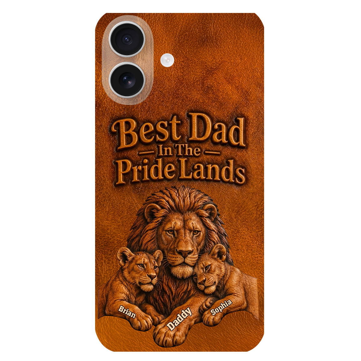 Papa Lion - Coque de téléphone en cuir personnalisée 3D