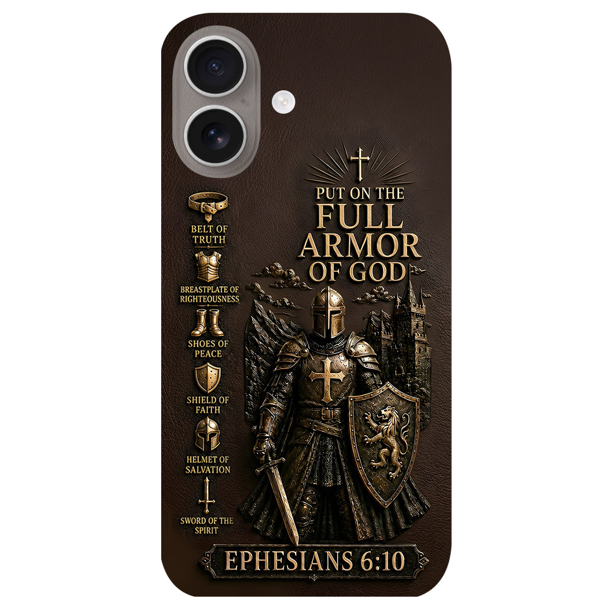 Mettez l'Amour Complet de Dieu, Cadeau pour Chrétiens - Coque de Téléphone en Cuir Personnalisée 3D Embossée