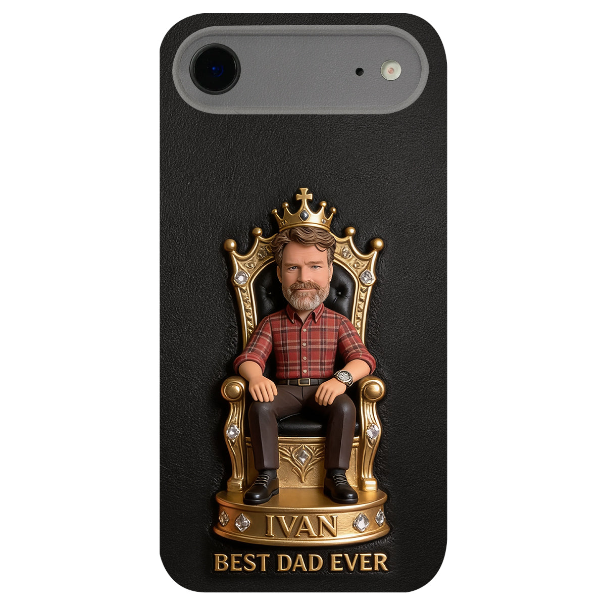 Le Roi Papa - Coque de téléphone en cuir personnalisée 3D