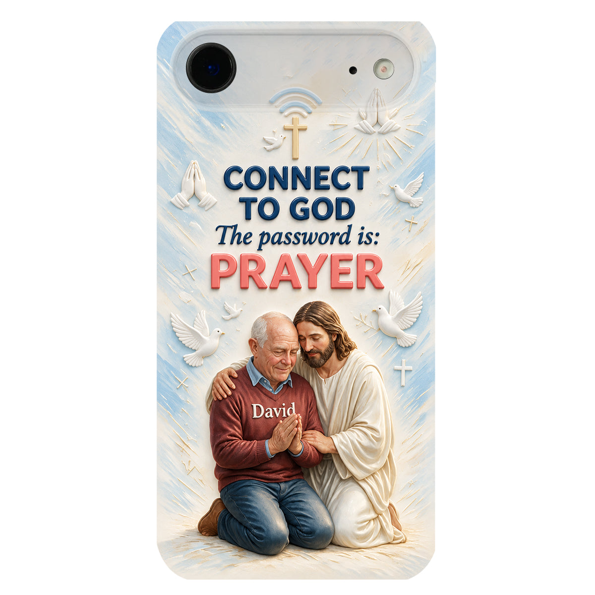 Connect To God - Personalized Christian 3D Embossed Leather Phone Case