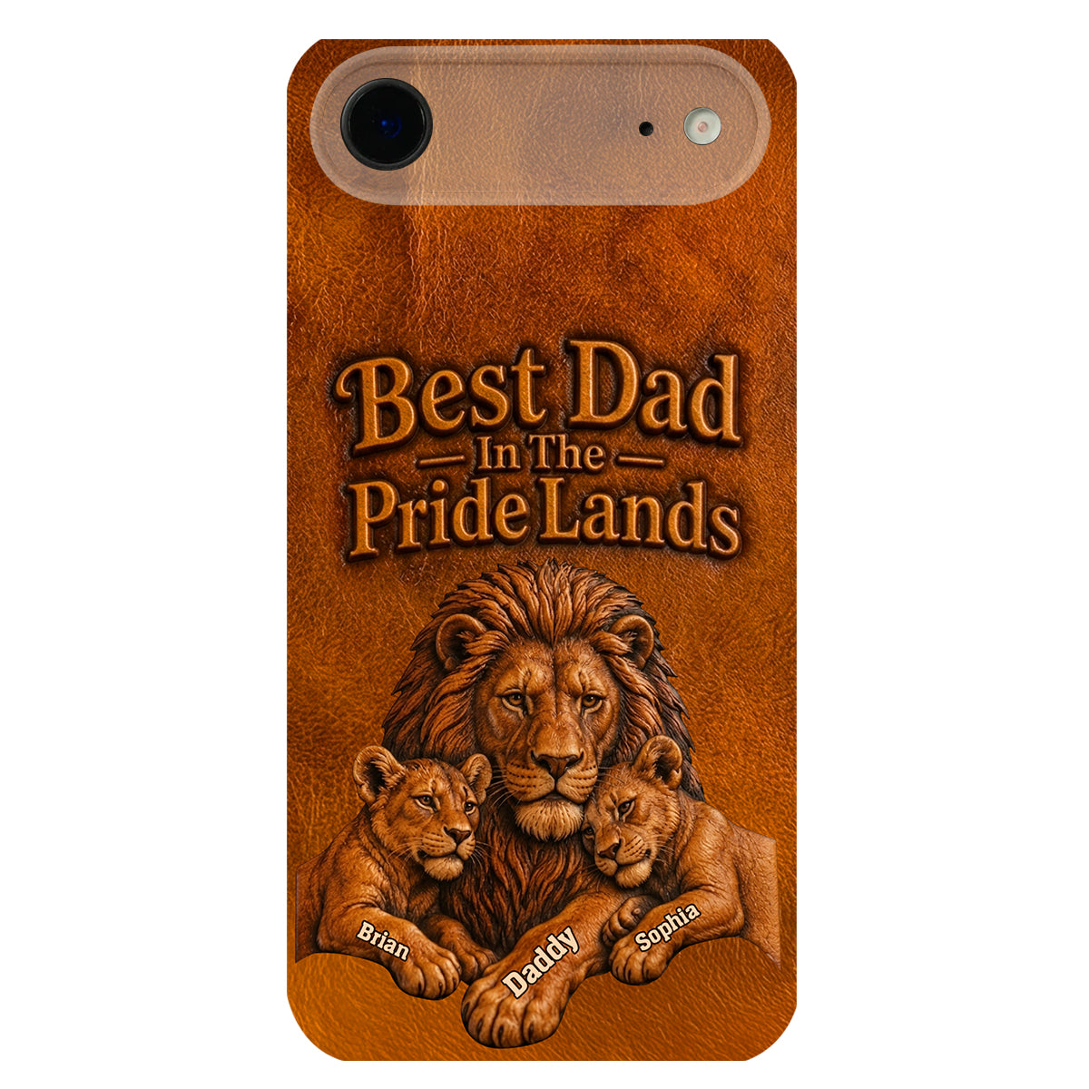 Papa Lion - Coque de téléphone en cuir personnalisée 3D