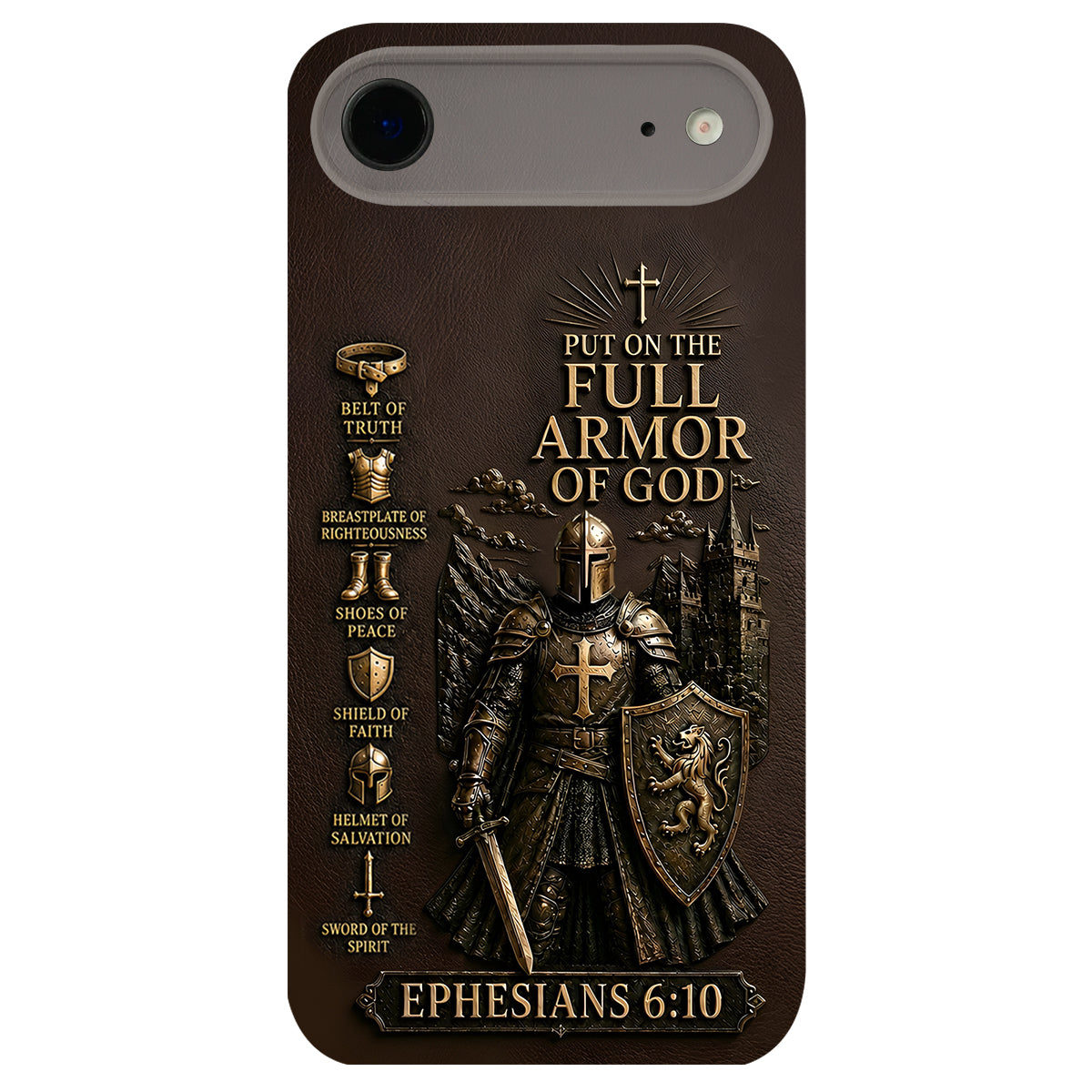 Mettez l'Amour Complet de Dieu, Cadeau pour Chrétiens - Coque de Téléphone en Cuir Personnalisée 3D Embossée