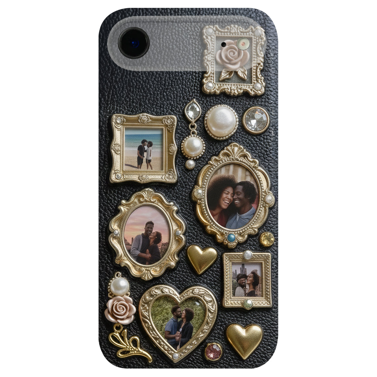 Couple Photo Frame Unique Gift - Personalized Couple Leather Phone Case
