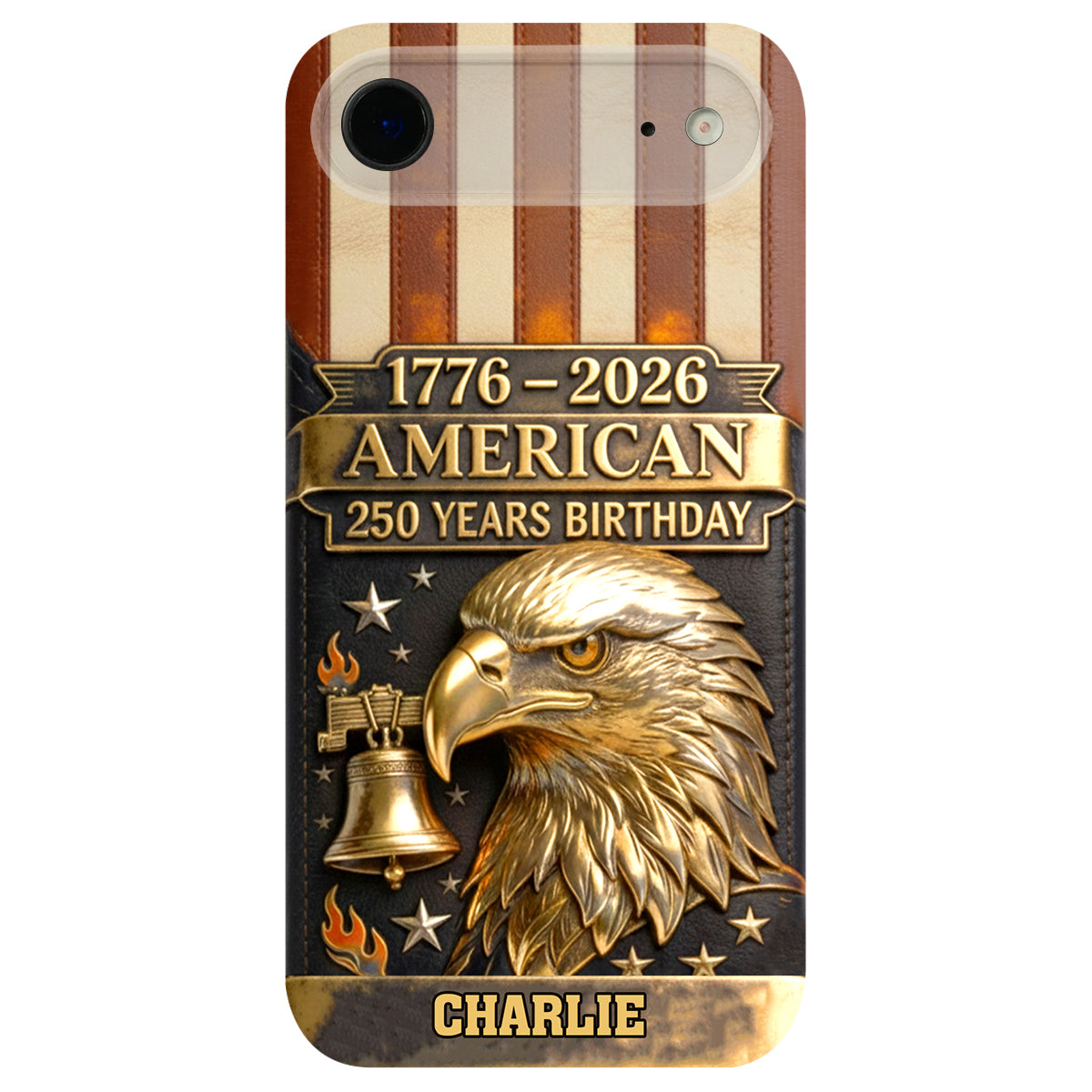 Étui de téléphone en cuir personnalisé avec aigle à tête blanche - 250e anniversaire