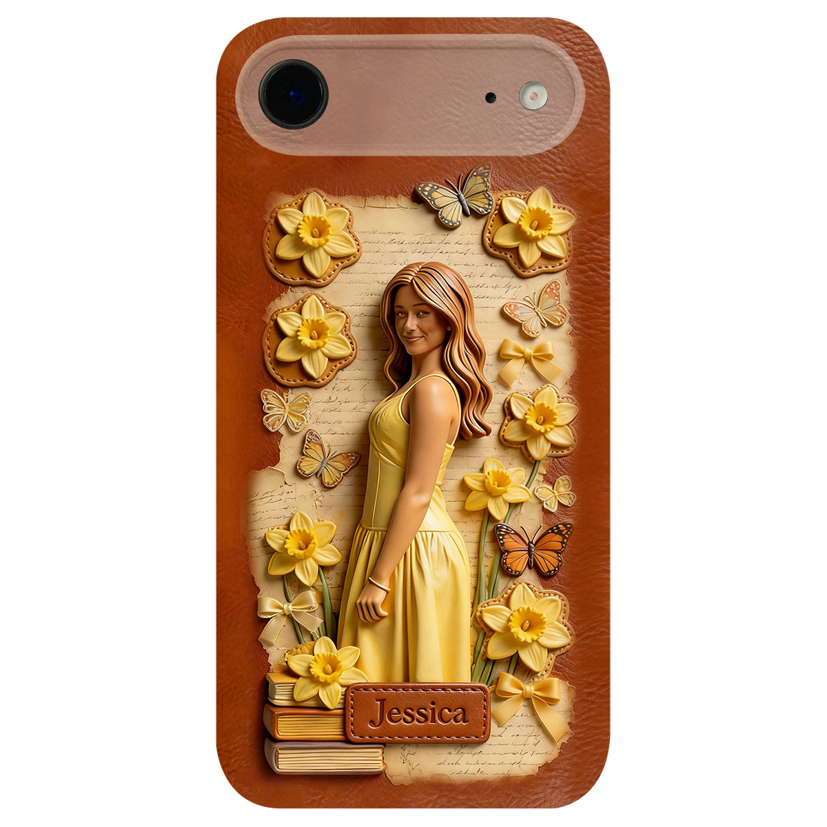 Custom Any Photo Unique Birth Flower - Personalized Self Love Leather Phone Case
