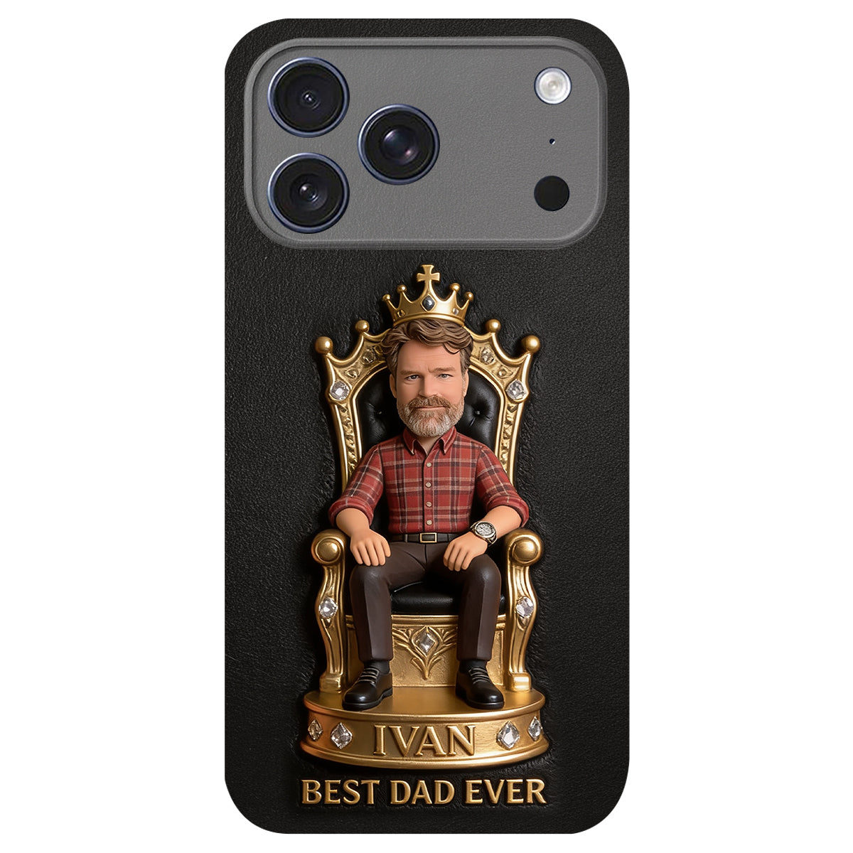 Le Roi Papa - Coque de téléphone en cuir personnalisée 3D