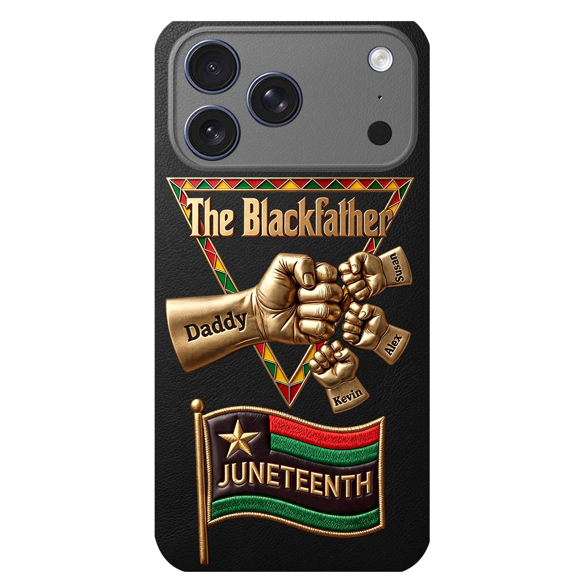 Le Blackfather - Coque de téléphone en cuir embossé 3D personnalisée