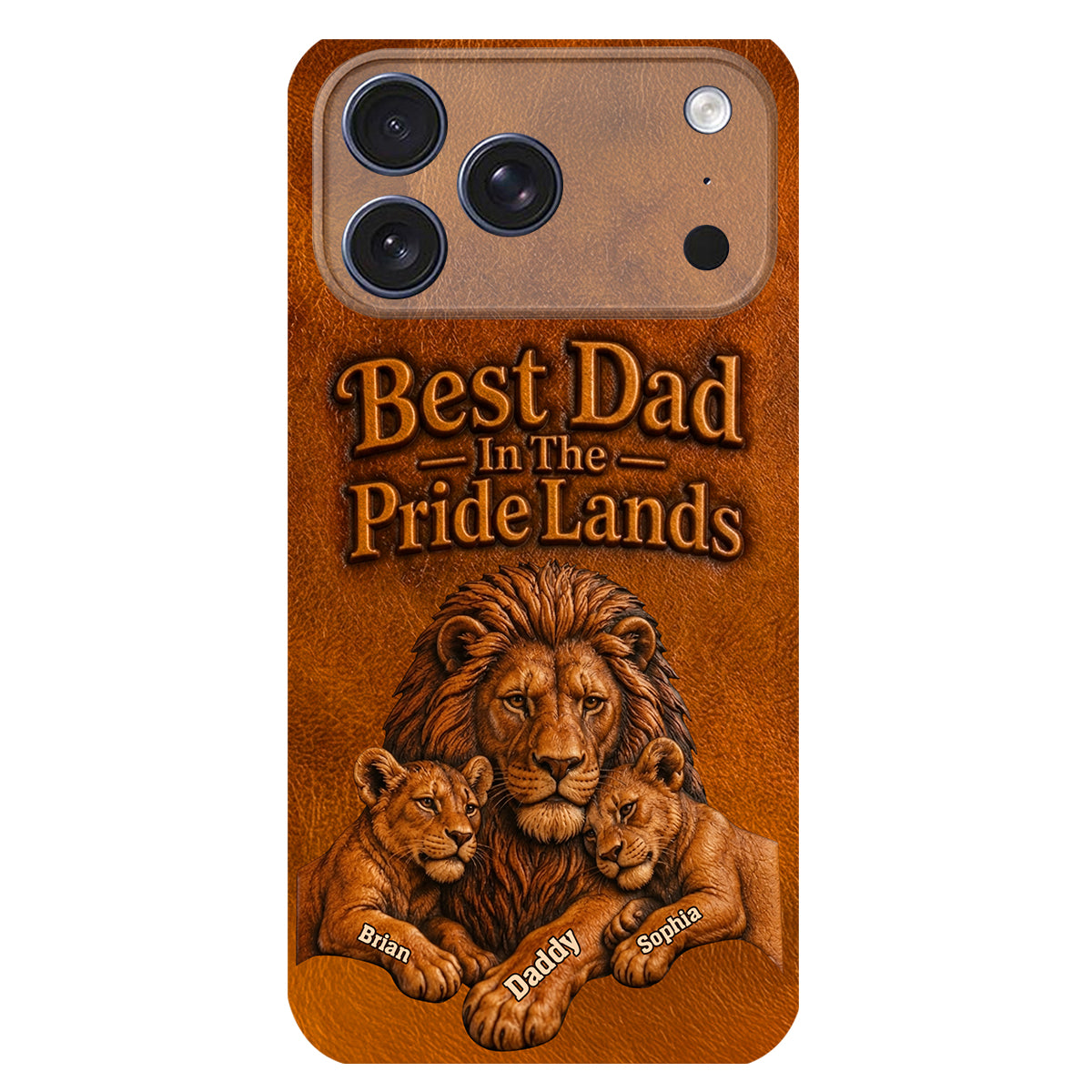 Papa Lion - Coque de téléphone en cuir personnalisée 3D