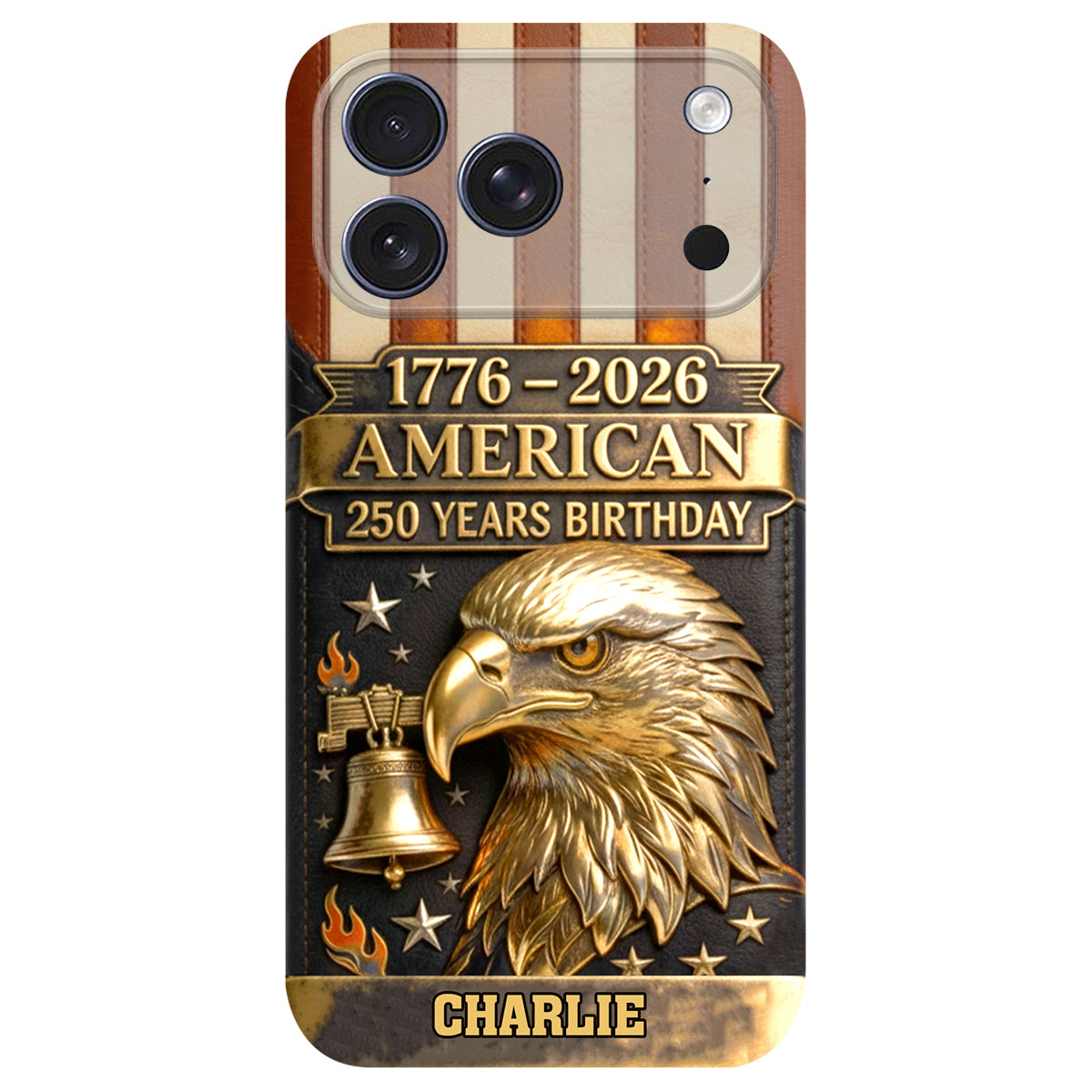 Étui de téléphone en cuir personnalisé avec aigle à tête blanche - 250e anniversaire