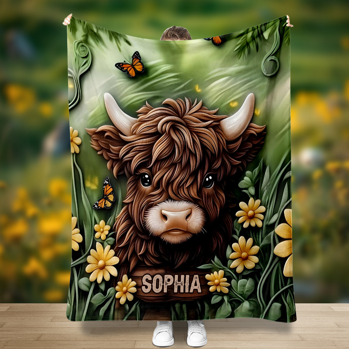 Couverture personnalisée pour bébé vache des Highlands
