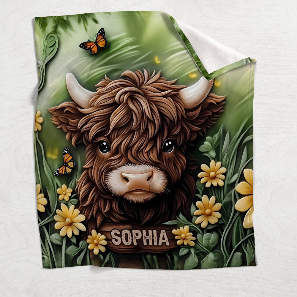 Couverture personnalisée pour bébé vache des Highlands
