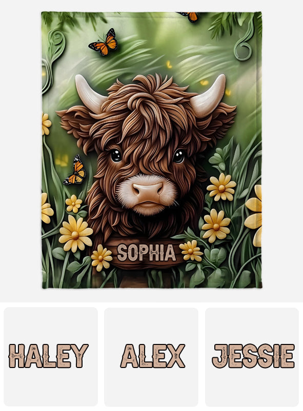 Couverture personnalisée pour bébé vache des Highlands
