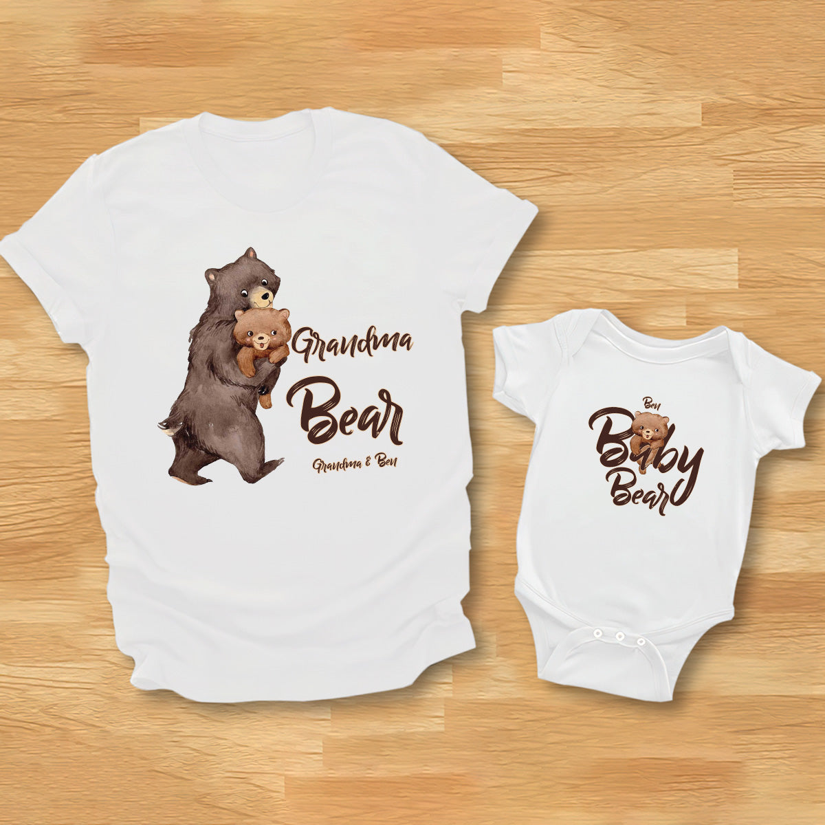 Papa Ours Bébé Ours - T-shirt personnalisé pour papa et body pour bébé