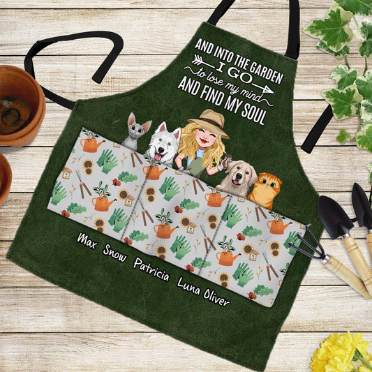 Et me voilà au jardin ! - Cadeau de jardinage pour maman, épouse, amie, grand-mère, amoureuse des chiens et des chats - Tablier personnalisé