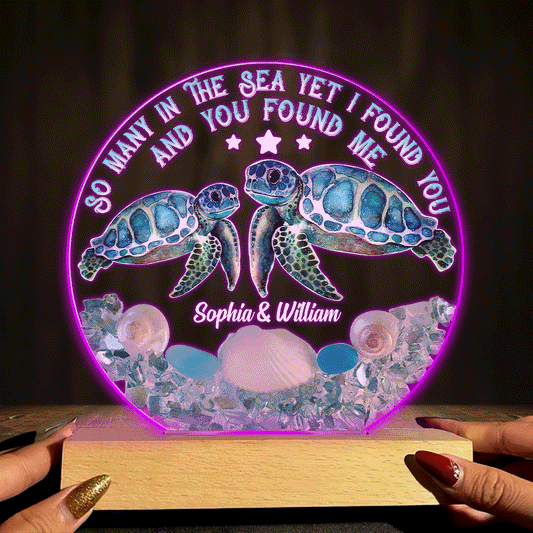Tant de créatures marines - Plaque lumineuse personnalisée en forme de tortue