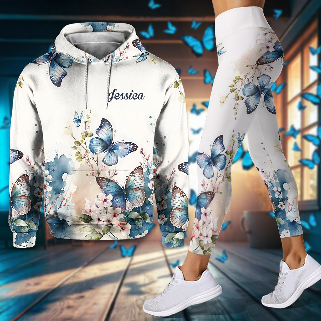J'adore les papillons - Sweat à capuche et legging personnalisés papillons