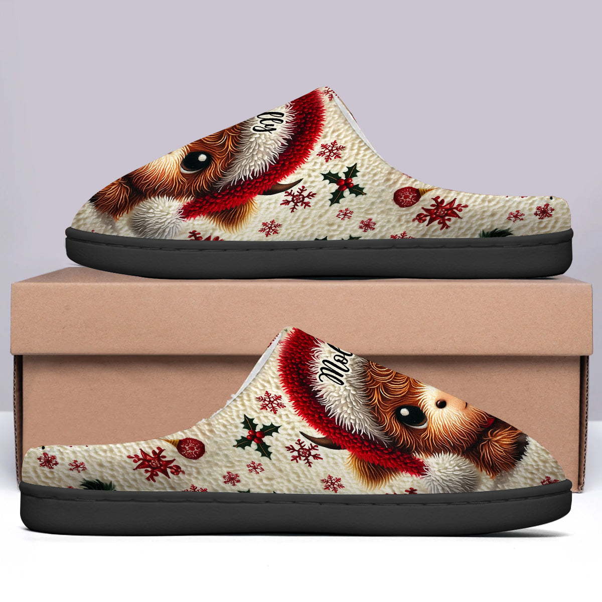 Adorable bébé vache des Highlands - Pantoufles personnalisées