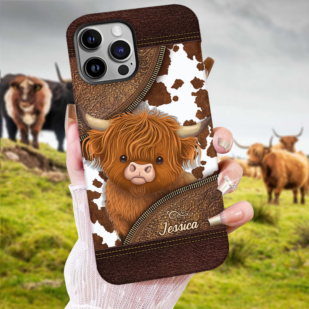Juste une fille qui aime les vaches des Highlands - Coque de téléphone personnalisée avec impression intégrale