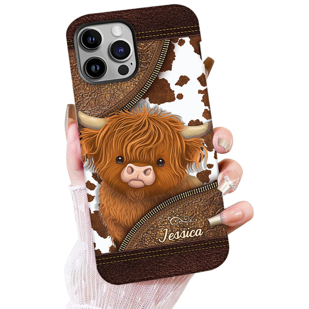 Juste une fille qui aime les vaches des Highlands - Coque de téléphone personnalisée avec impression intégrale