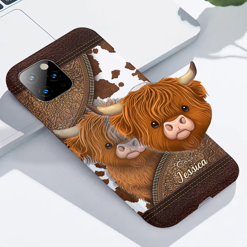 Juste une fille qui aime les vaches des Highlands - Coque de téléphone personnalisée avec impression intégrale