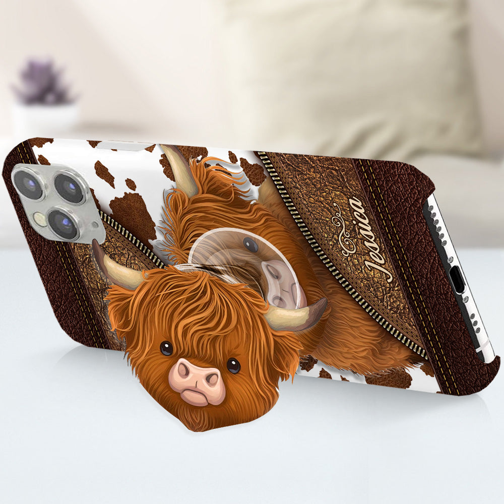 Juste une fille qui aime les vaches des Highlands - Coque de téléphone personnalisée avec impression intégrale