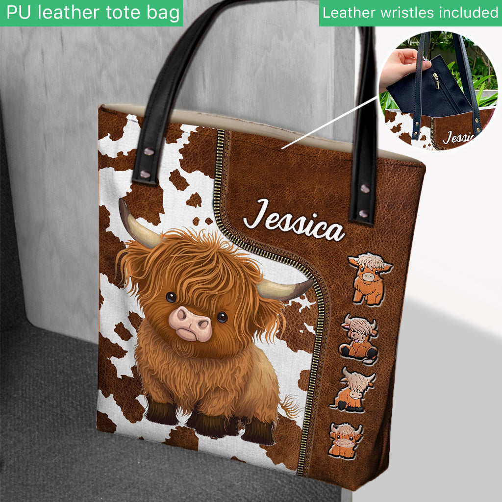 Sac fourre-tout personnalisé « Juste une fille qui aime les vaches des Highlands ».