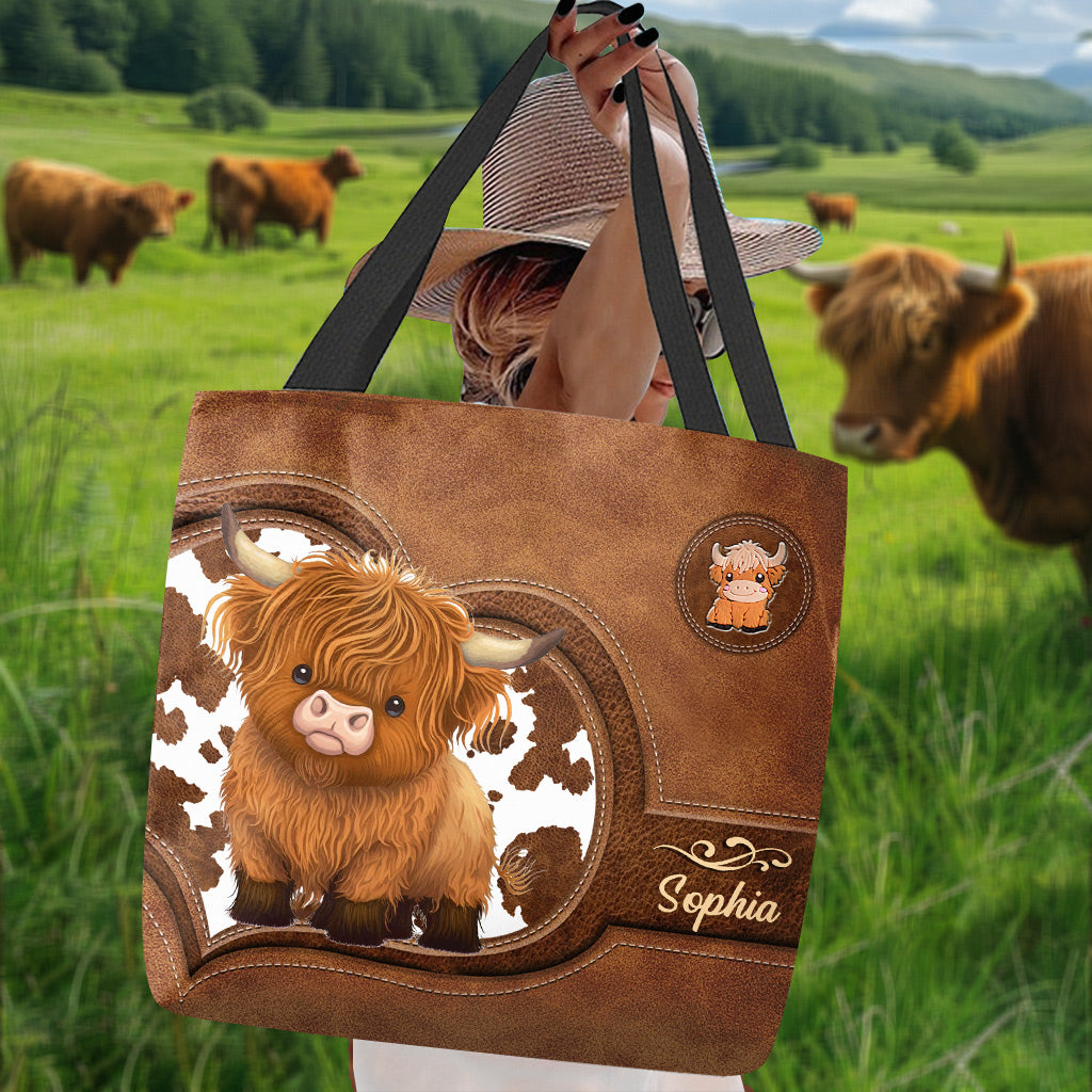 Sac fourre-tout personnalisé « Juste une fille qui aime les vaches des Highlands ».