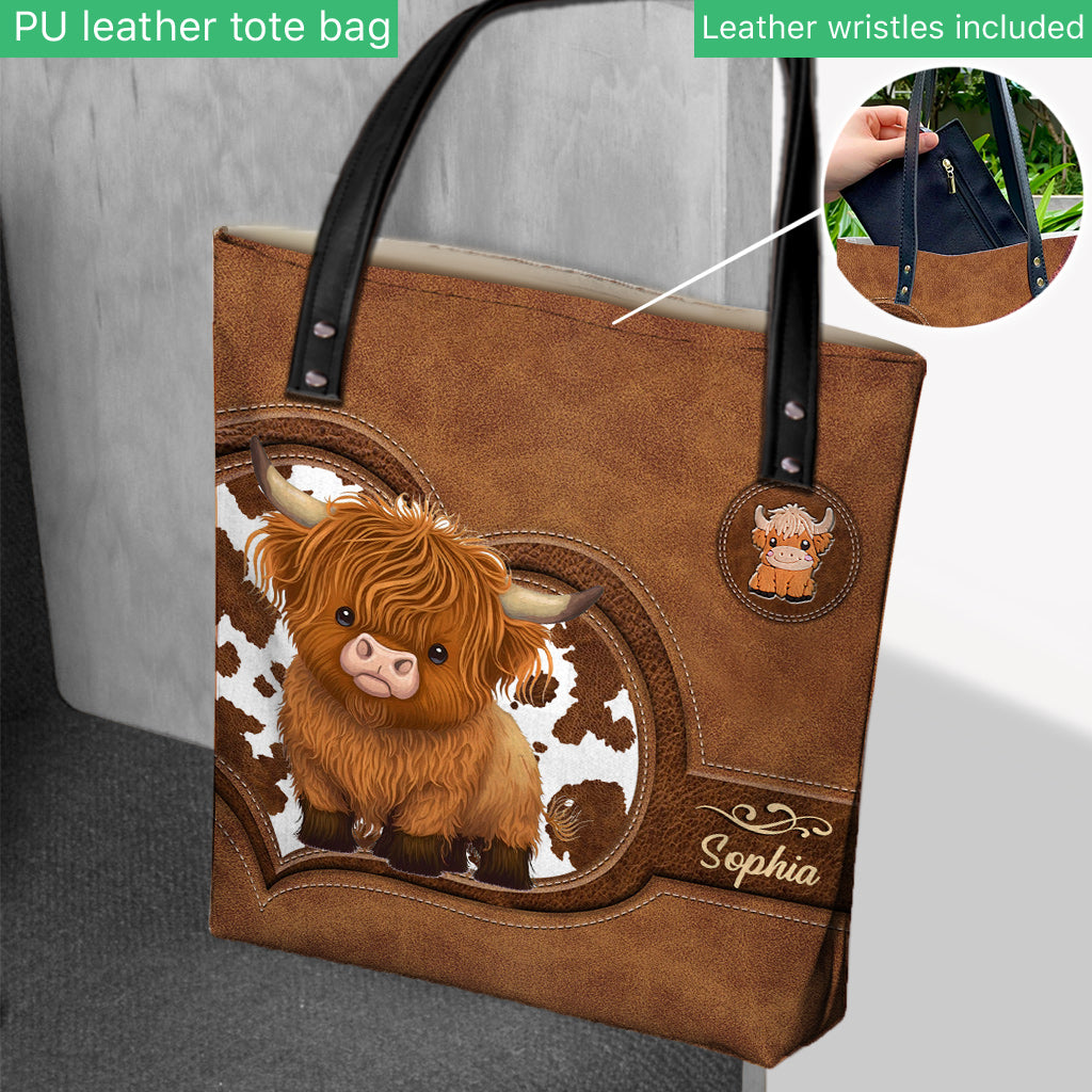 Sac fourre-tout personnalisé « Juste une fille qui aime les vaches des Highlands ».