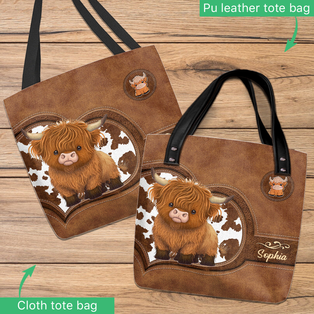 Sac fourre-tout personnalisé « Juste une fille qui aime les vaches des Highlands ».