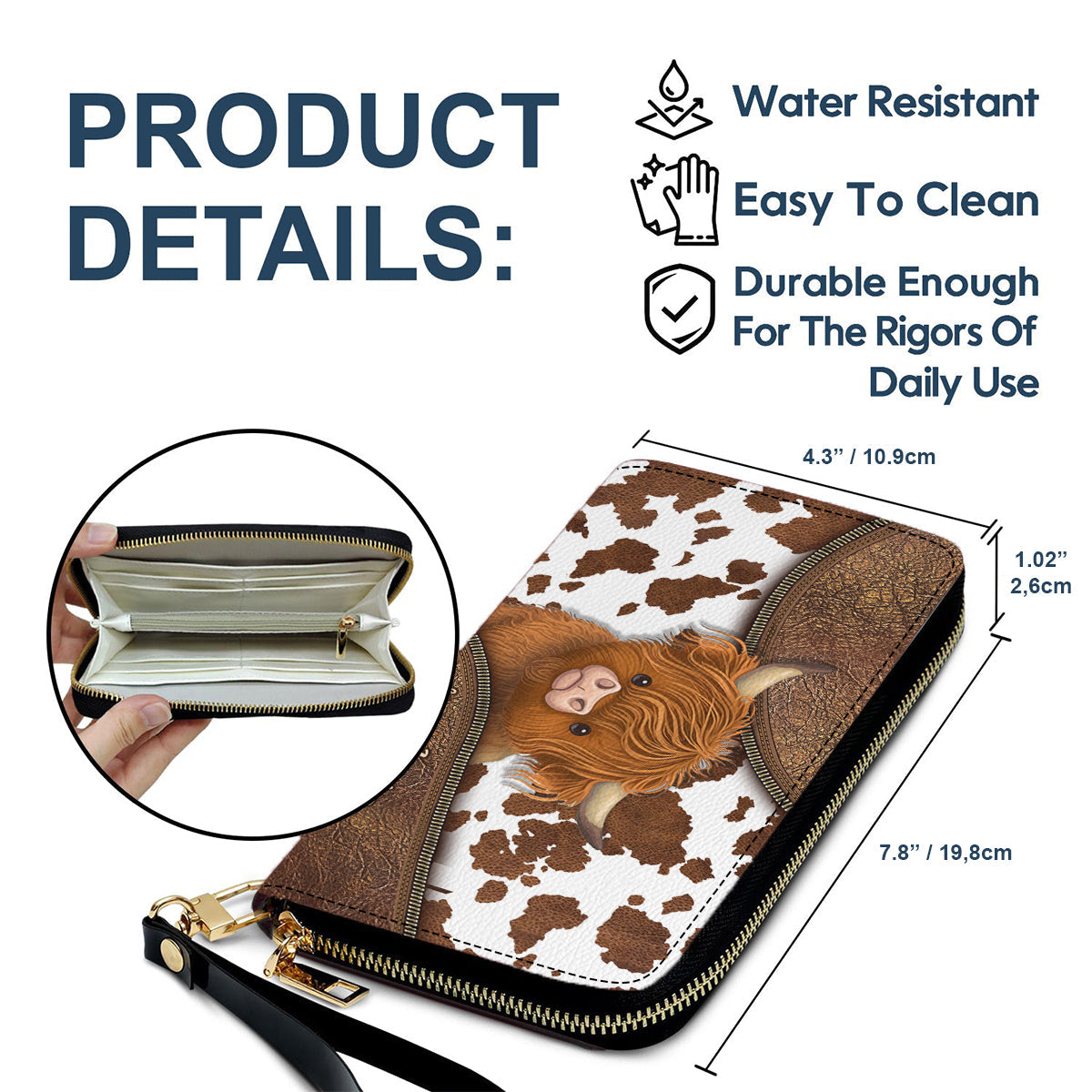 Juste une fille qui aime les vaches des Highlands - Portefeuille long en cuir personnalisé