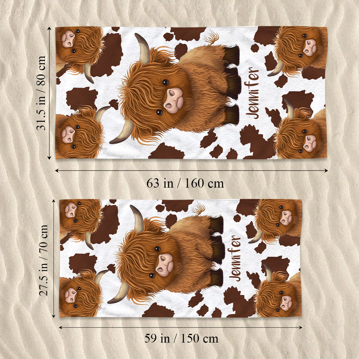 Serviette de plage/de bain personnalisée à séchage rapide « Juste une fille qui aime les vaches des Highlands »