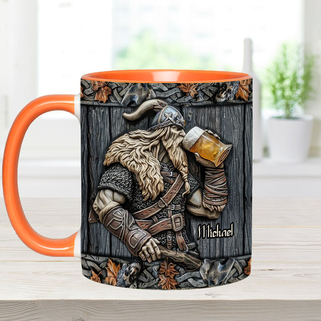 Viking Drinking Beer - Personalized Viking Accent Mug