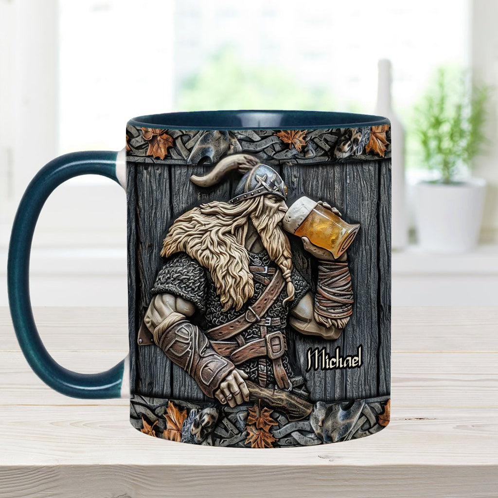 Viking Drinking Beer - Personalized Viking Accent Mug