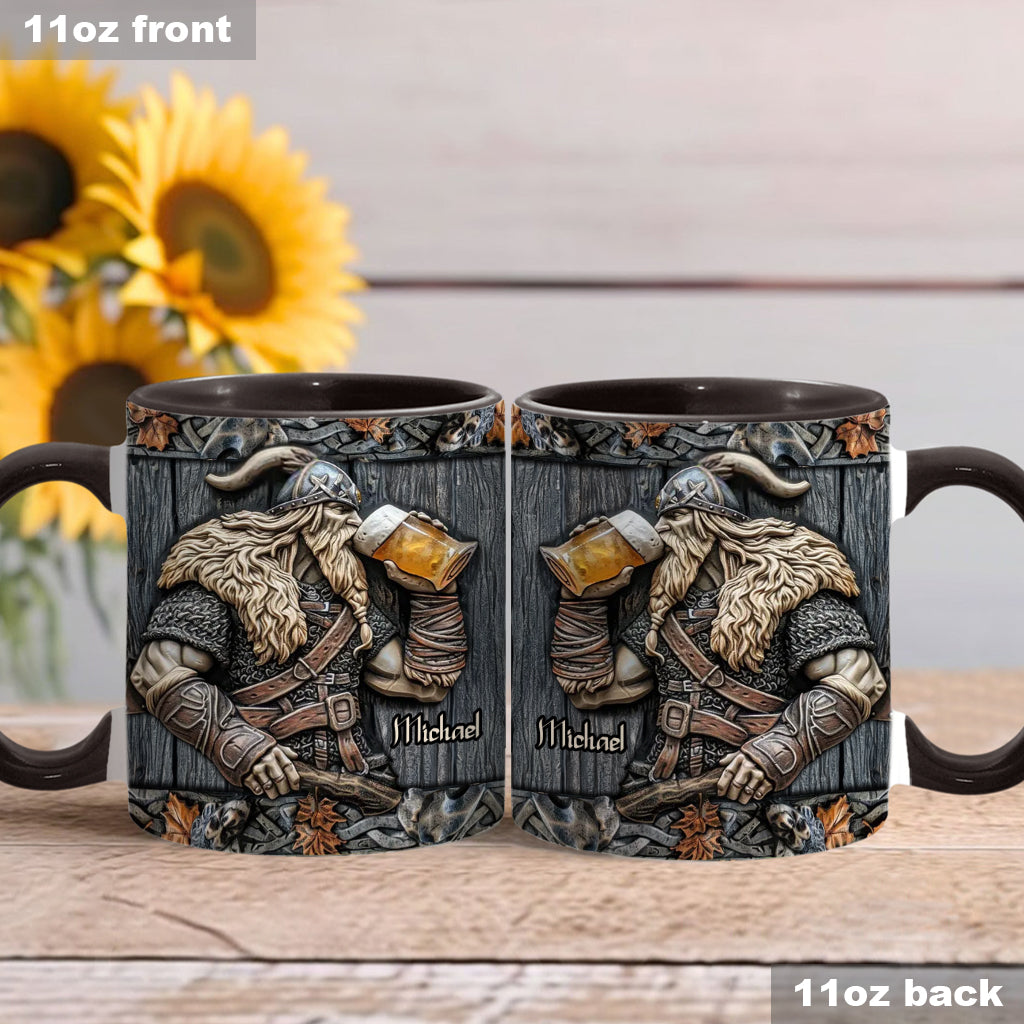 Viking Drinking Beer - Personalized Viking Accent Mug